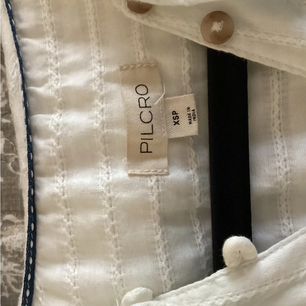 White Pilcro Keira Button-Front Puff Sleeve Top
